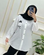 شومیز مانتویی جیب گلدوزی داکرون کد974677 - Image 5