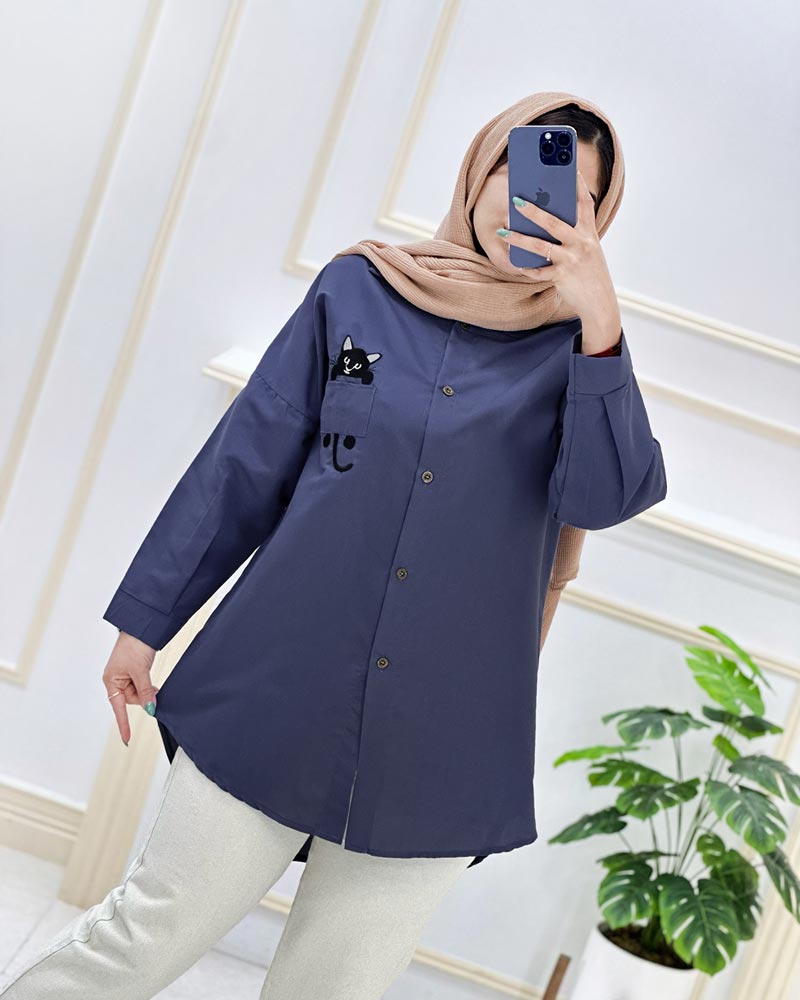 Paper-manteau-pocket-embroidery-dacron-code 974677 (6) شومیز مانتویی جیب گلدوزی داکرون کد974677 - Image 8