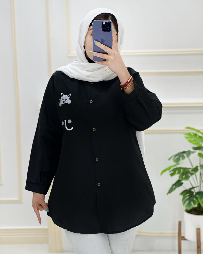 Paper-manteau-pocket-embroidery-dacron-code 974677 (7) شومیز مانتویی جیب گلدوزی داکرون کد974677 - Image 7