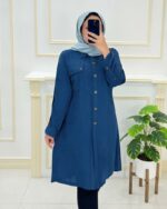 مانتو سایز بزرگ جلو دکمه دوجیب کد۴۵۲۴۱۹ - Image 4