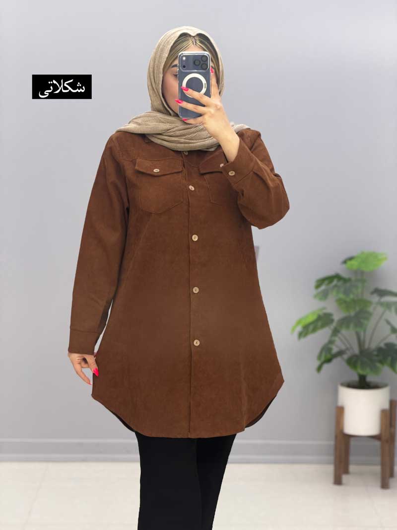 code-209701 (5) مانتو یقه مردانه مخمل باواردیا کد209701 - Image 1