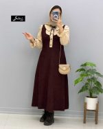 پیراهن بلند مخمل پریسان کد96887 - Image 2