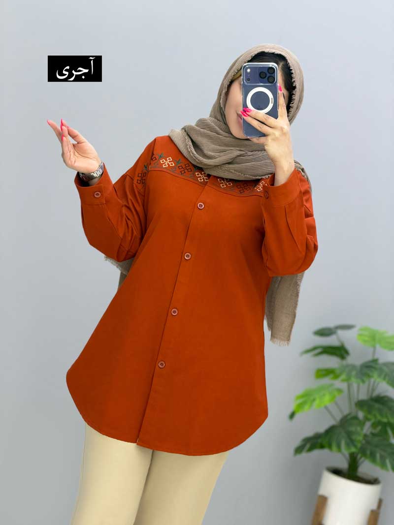 code20091431 (7) مانتو گلدوزی کتان پاکبانو کد 20091431 - Image 1