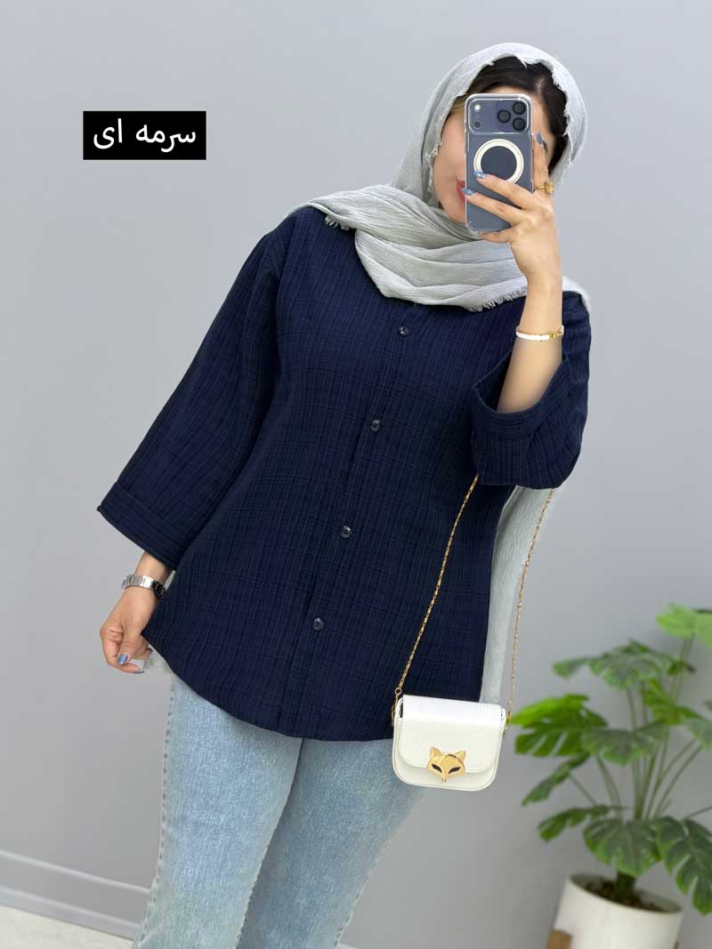 2694190 (9) شومیز جلودکمه لینن یونو کد2694190 - Image 1